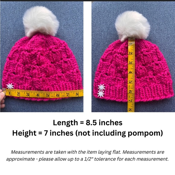 Kid hand knit winter pompom hat - NWOT - Picture 3 of 3